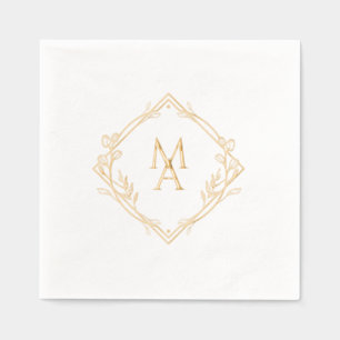 Diamant-Monogramm mit Blumen Servietten Folie