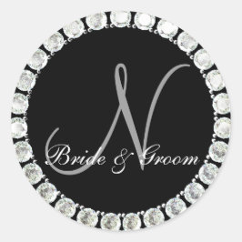 Diamant-Monogramm-N-anpassbares Siegel Runder Aufkleber