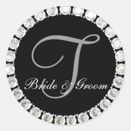 Diamant-Monogramm T anpassbares Siegel Runder Aufkleber