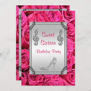 Diamant-Musiknote, Stilett u. Rosen-Bonbon 16 Einladung