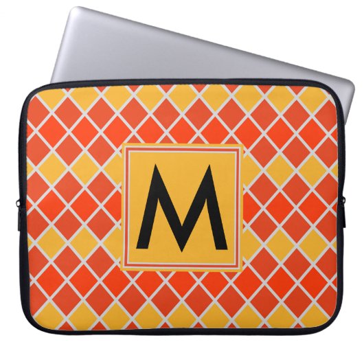 Diamant Muster #80 Mit Monogramm Laptopschutzhülle (Vorderseite)