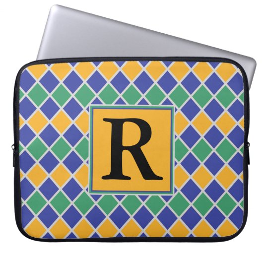 Diamant Muster #82 Mit Monogramm Laptopschutzhülle (Vorderseite)