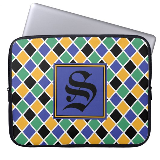 Diamant Muster #88 Mit Monogramm Laptopschutzhülle (Vorderseite)