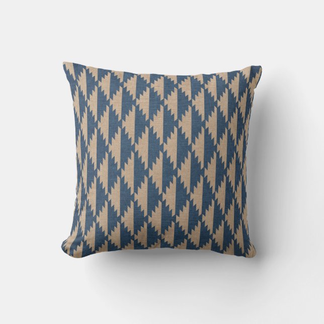 Diamant-Muster-Denim-Blau Kissen (Vorderseite)