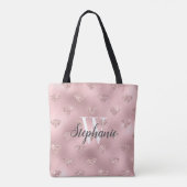Diamant-Muster-Monogramm mit rosa Folie und Glitte Tasche (Rückseite)