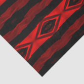 Diamant Muster Vertikaler Streifen Rotes Schwarz Seidenpapier (Detail)