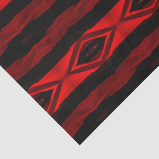 Diamant Muster Vertikaler Streifen Rotes Schwarz Seidenpapier (Detail)