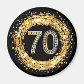 Diamant Number 70 Glitzer Bling Confetti | Gold Magnet (Vorne)