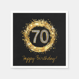 Diamant Number 70 Glitzer Bling Confetti Gold Serviette