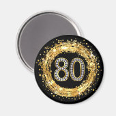 Diamant Number 80 Glitzer Bling Confetti | Gold Magnet (Vorderseite/Rückseite)