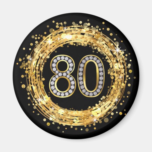 Diamant Number 80 Glitzer Bling Confetti | Gold Magnet (Vorne)