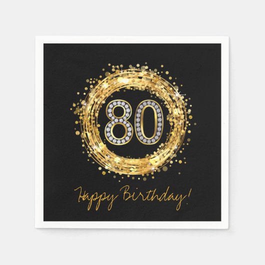 Diamant Number 80 Glitzer Bling Confetti | Gold Serviette (Vorderseite)