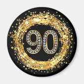 Diamant Number 90 Glitzer Bling Confetti | Gold Magnet (Vorne)