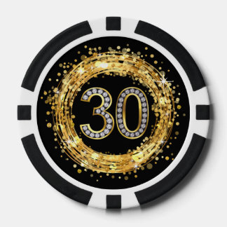Diamant Nummer 30 Glitzer Bling Confetti | Gold Pokerchips