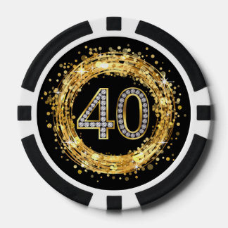 Diamant Nummer 40 Glitzer Bling Confetti | Gold Pokerchips