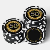 Diamant Nummer 50 Glitzer Bling Confetti | Gold Pokerchips (Stapel)