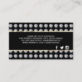 Diamant Pattern | Gold Trim Business Card Visitenkarte (Rückseite)
