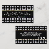Diamant Pattern | Gold Trim Business Card Visitenkarte (Vorne/Hinten)