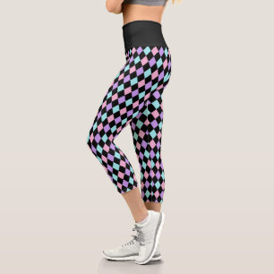 Diamant Pattern   Kawaii Pastel Goth Capri Leggings
