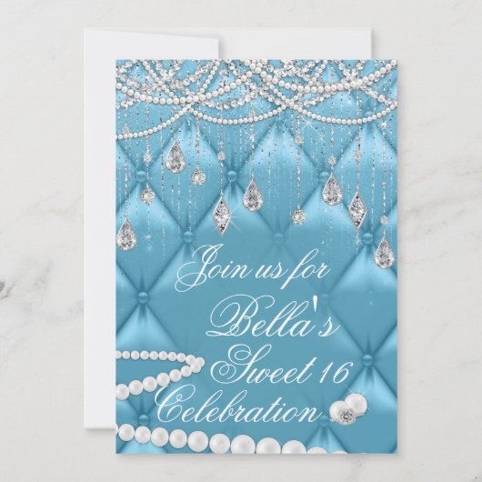 Diamant, Perlen und Blindfarben, Party Einladungen (Rückseite)