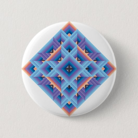 Diamant Quilt in Blau und Lila Button (Vorderseite)