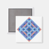 Diamant Quilt in Blau und Lila Magnet (Vorderseite/Rückseite)