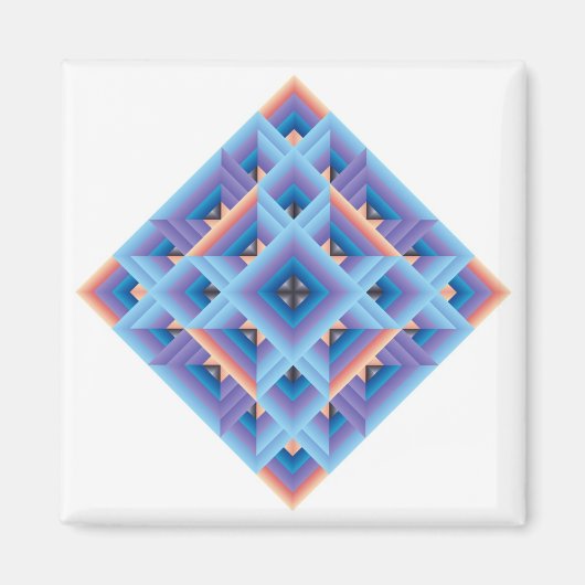Diamant Quilt in Blau und Lila Magnet (Vorne)