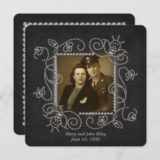 Diamant Rahmen Hochzeit Jubiläum Open House Einladung (Vorne/Hinten)