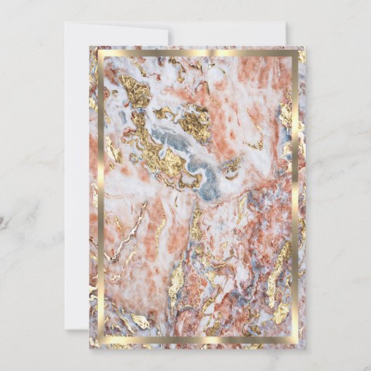 Diamant-Rahmen-Marmor-Glitzer Hochzeitsfeier Einladung (Rückseite)