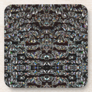 Diamant-Rhinstone-Muster silber schwarz elegant  Getränkeuntersetzer