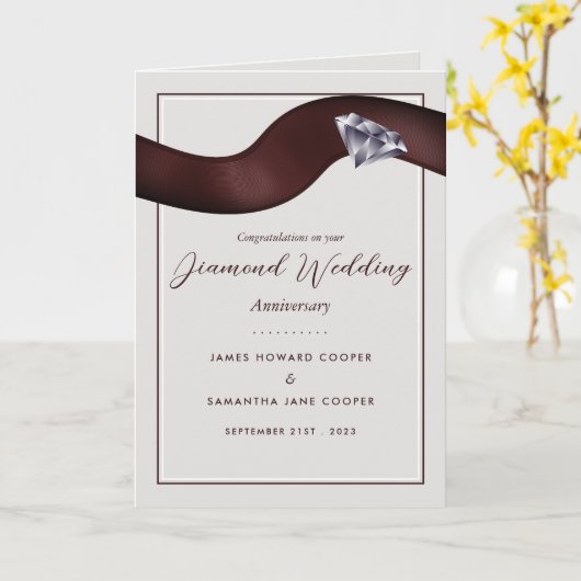 Diamant Ribbon, 60 Jahre Hochzeitstag Karte (Gelbe Blume)