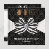 Diamant Ribbon mit Damaskusmuster-Variation Save The Date (Vorne/Hinten)