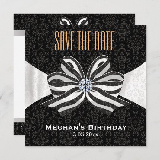 Diamant Ribbon mit Damaskusmuster-Variation Save The Date (Vorne/Hinten)