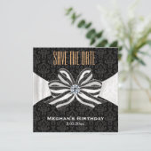 Diamant Ribbon mit Damaskusmuster-Variation Save The Date (Stehend Vorderseite)