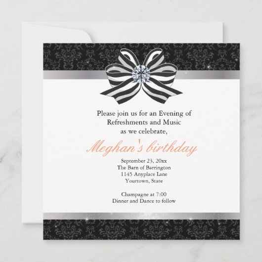 Diamant Ribbon mit Damaskusmuster-Variation Save The Date (Rückseite)