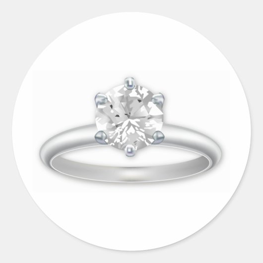 Diamant Ring Bling Clipart Runder Aufkleber (Vorderseite)
