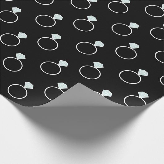 Diamant-Ring-Muster - Schwarzes Geschenkpapier (Ecke)