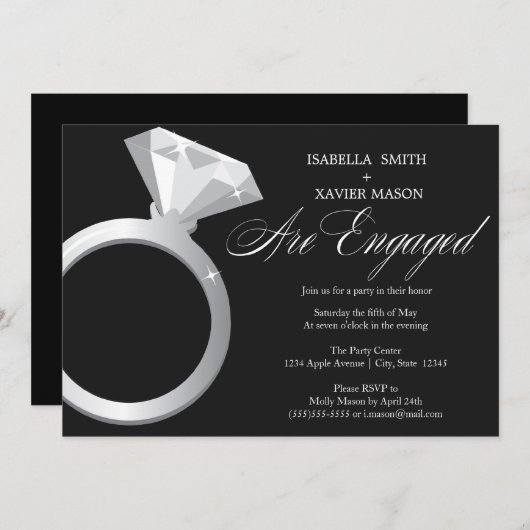 Diamant-Ring-Verlobungs-Party laden ein Einladung (Vorne/Hinten)