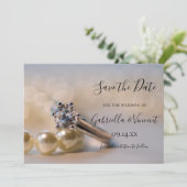 Diamant Ring weiße Perlen Hochzeit speichern das D Save The Date (Stehend Vorderseite)