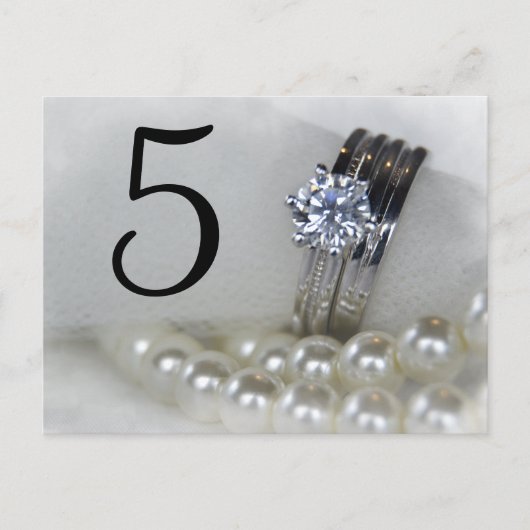 Diamant Rings and Pearls Wedding Tischnummern (Vorderseite)