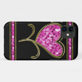 Diamant-Rosa-u. Goldherz-Blume Case-Mate iPhone Hülle (Rückseite (Horizontal))