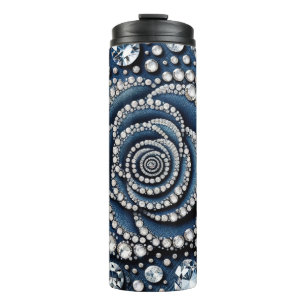 Diamant Rose & Denim Glam Bling Thermosbecher