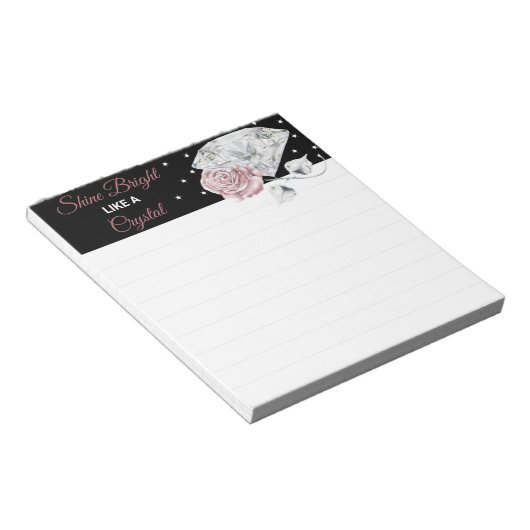 Diamant-Rose, floraler Notepad Notizblock (angewinkelt)