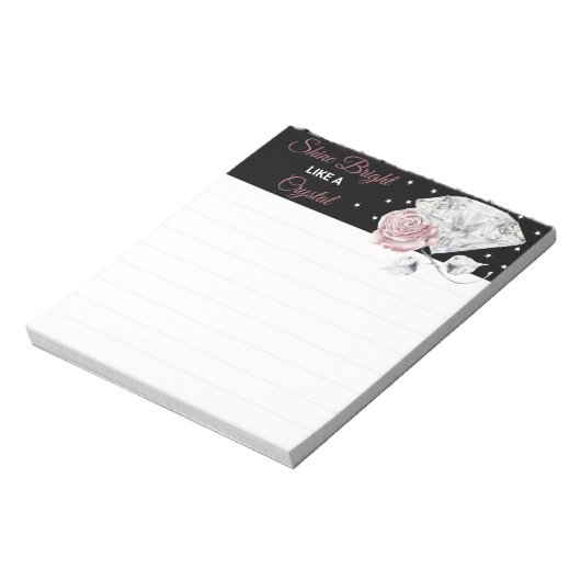 Diamant-Rose, floraler Notepad Notizblock (Rotiert)