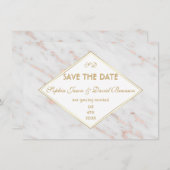 Diamant Rose Goldmarmor Hochzeit SPEICHERN DAS DAT Einladung (Vorne/Hinten)