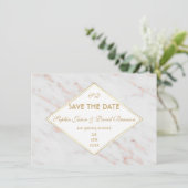 Diamant Rose Goldmarmor Hochzeit SPEICHERN DAS DAT Einladung (Stehend Vorderseite)