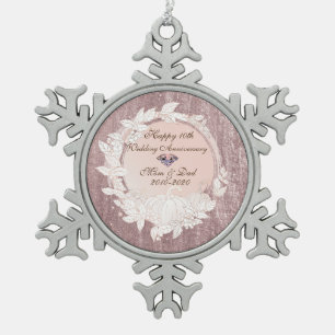 Diamant-Roségold-Kürbis10. Hochzeitstag Schneeflocken Zinn-Ornament