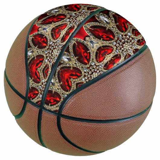 Diamant-Rubin Rot-Kristall Basketball (angewinkelt)