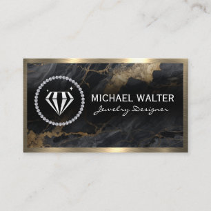 Diamant-Schimmer   Schwarzer Marmor   Gold Metalli Visitenkarte