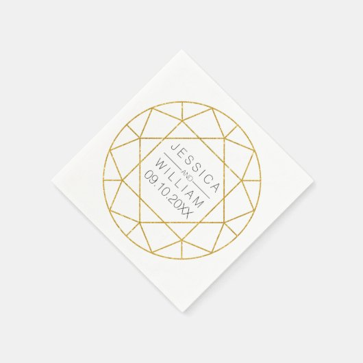 Diamant-Schmuck geometrische Glitzer Hochzeit Serviette (Ecke)